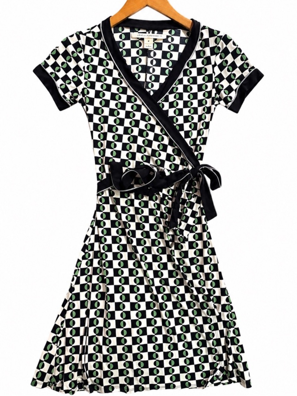 Max Studio Black & White Wrap Midi Dress Short Sleeve Sundress Summer 🌻